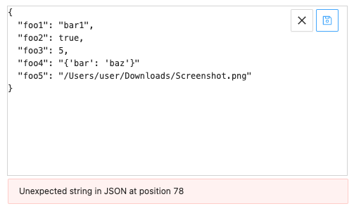 JSON Editor Error