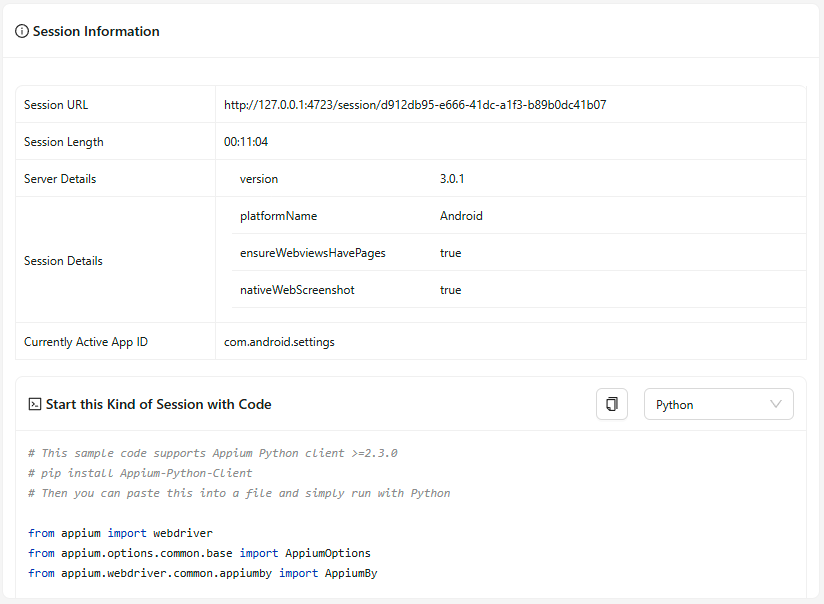 Session Information Tab