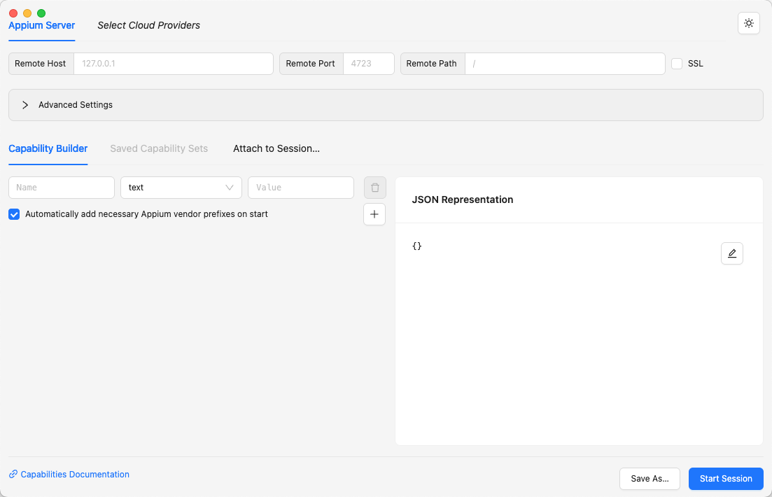 Empty Session Builder