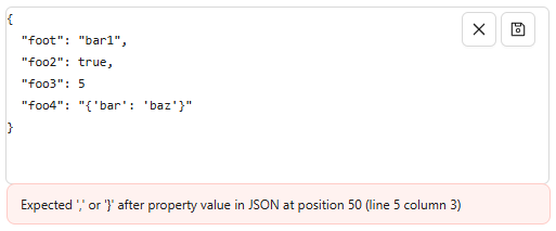 JSON Editor Error