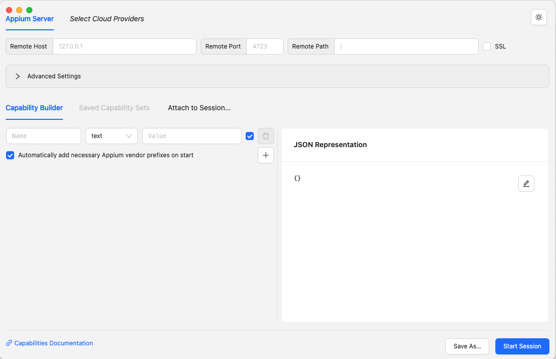 Empty Session Builder