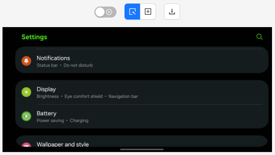 Screenshot Panel in Landscape