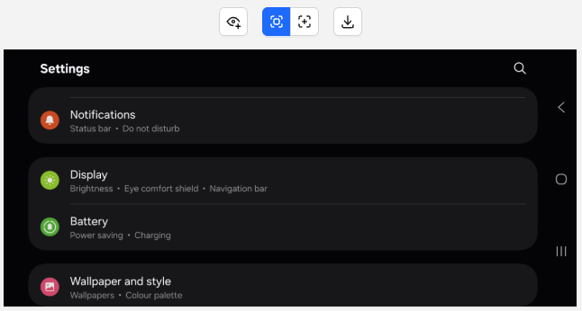 Screenshot Panel in Landscape