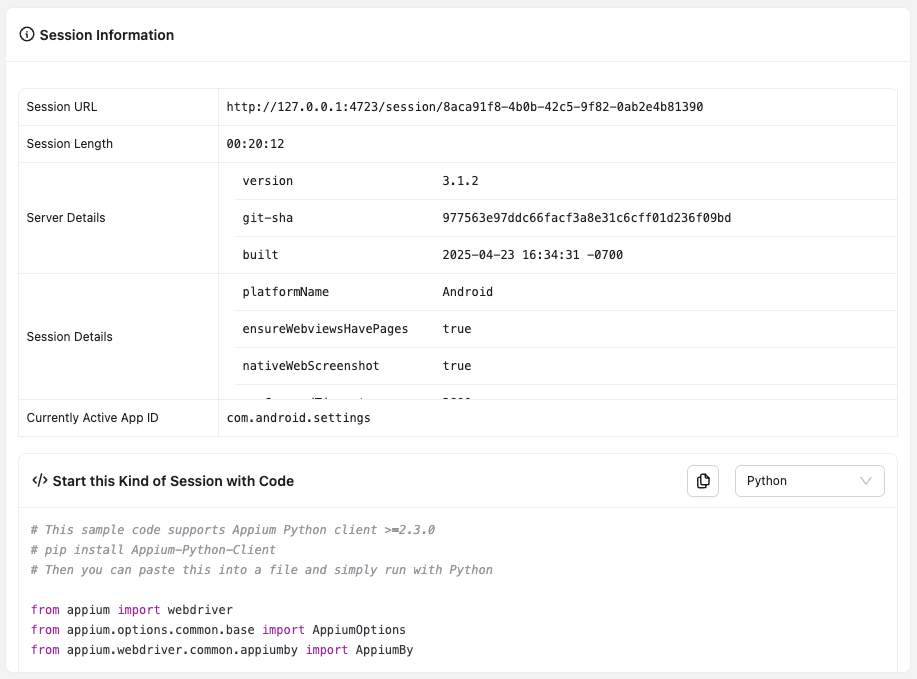 Session Information Tab