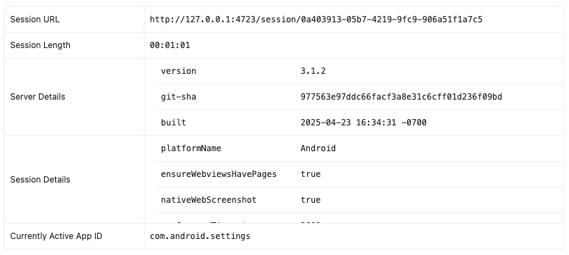 Session Information Tables