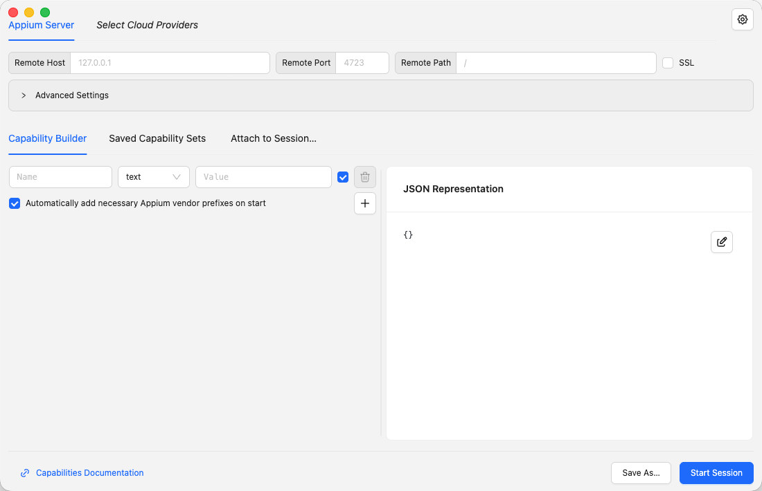 Empty Session Builder