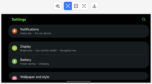 Screenshot Panel in Landscape