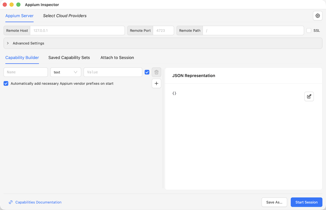 Empty Session Builder