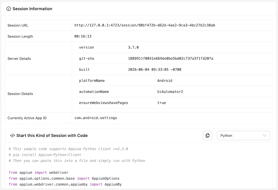 Session Information Tab