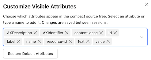 Customize Visible Attributes Modal